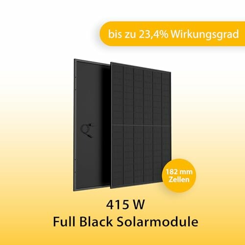 Schwarzes Solarmodul mit 415 W Leistung und hohem Wirkungsgrad