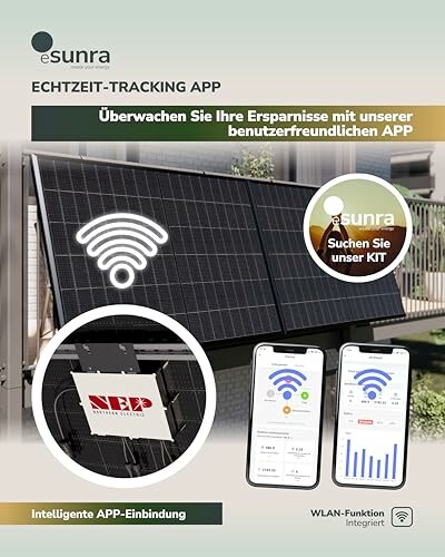 Solarmodul mit Tracking-App-Integration
