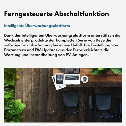 Intelligente Überwachungsplattform mit Laptop auf einem Tisch