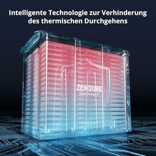 Batterie mit intelligenter Technologie zur Verhinderung des thermischen Durchgehens.