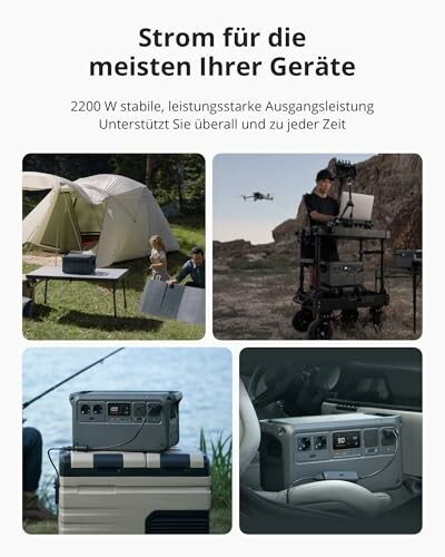 Tragbare Stromstation im Einsatz beim Camping und Outdoor-Aktivitäten.
