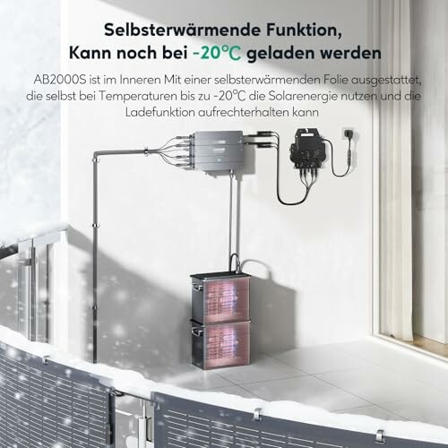 Solaranlage mit selbstwärmender Funktion bei Kälte.