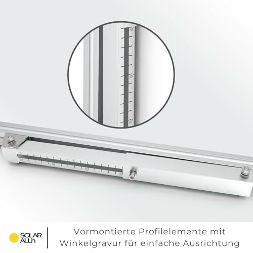 Vormontierte Profilelemente mit Winkelgravur für einfache Ausrichtung.