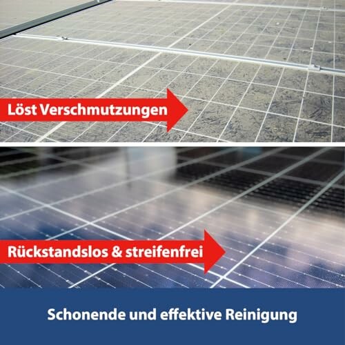 Vergleich der Verschmutzung und Reinigung von Solarpanels.