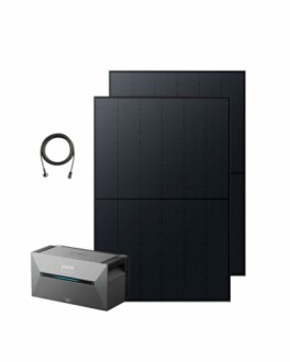 Solarmodul-Kit mit Kabel und Wechselrichter