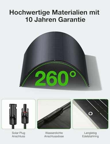 Solarpanel mit hochwertigen Materialien und 10 Jahren Garantie