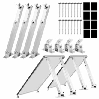 Montagesatz für Solarpanel mit Halterungen und Schrauben.