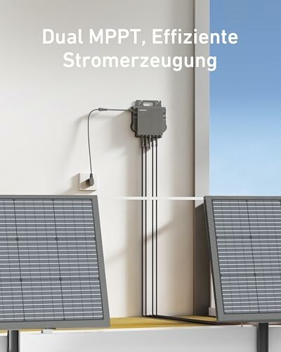 Solarmodule mit Dual MPPT-Controller an der Wand.