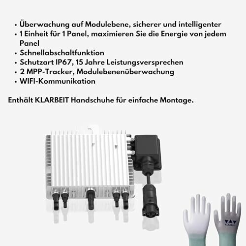 Überwachungseinheit für Solarmodule mit Zubehör.